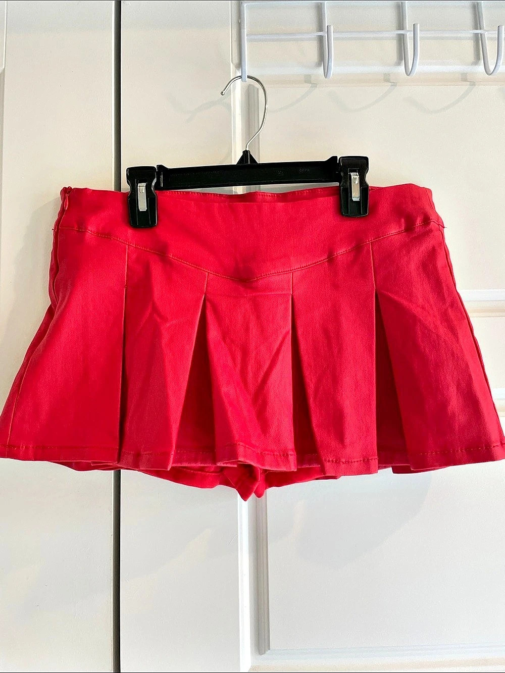Madden girl size medium. Pleated faux leather red Skort. Like New